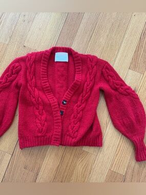 Alejandra Alonso Rojas red braided cardigan xs